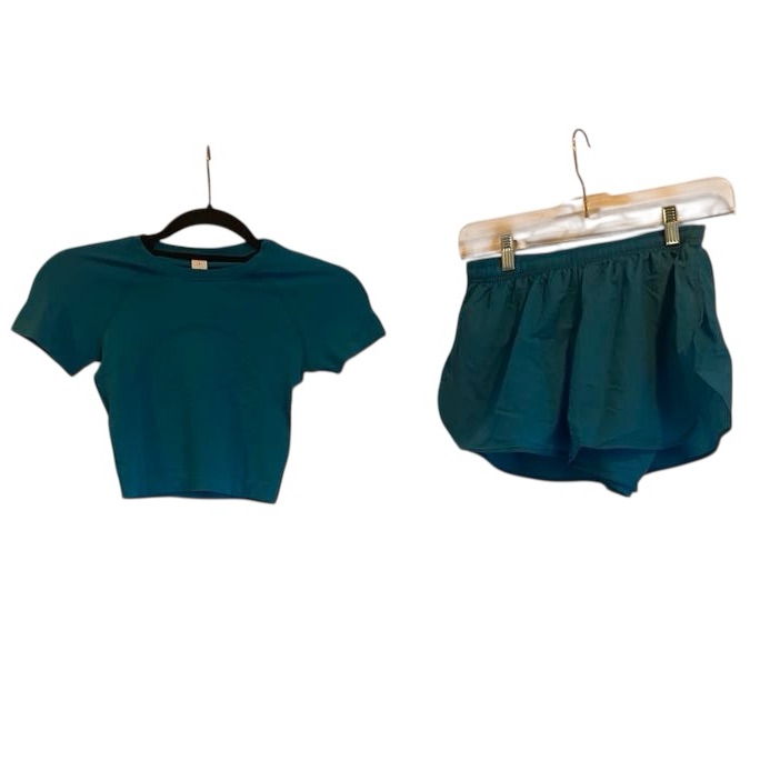 Nwt Lululemon Shorts And Cropped Swiftly Set Hawaiian Blue Size 2/Xxs